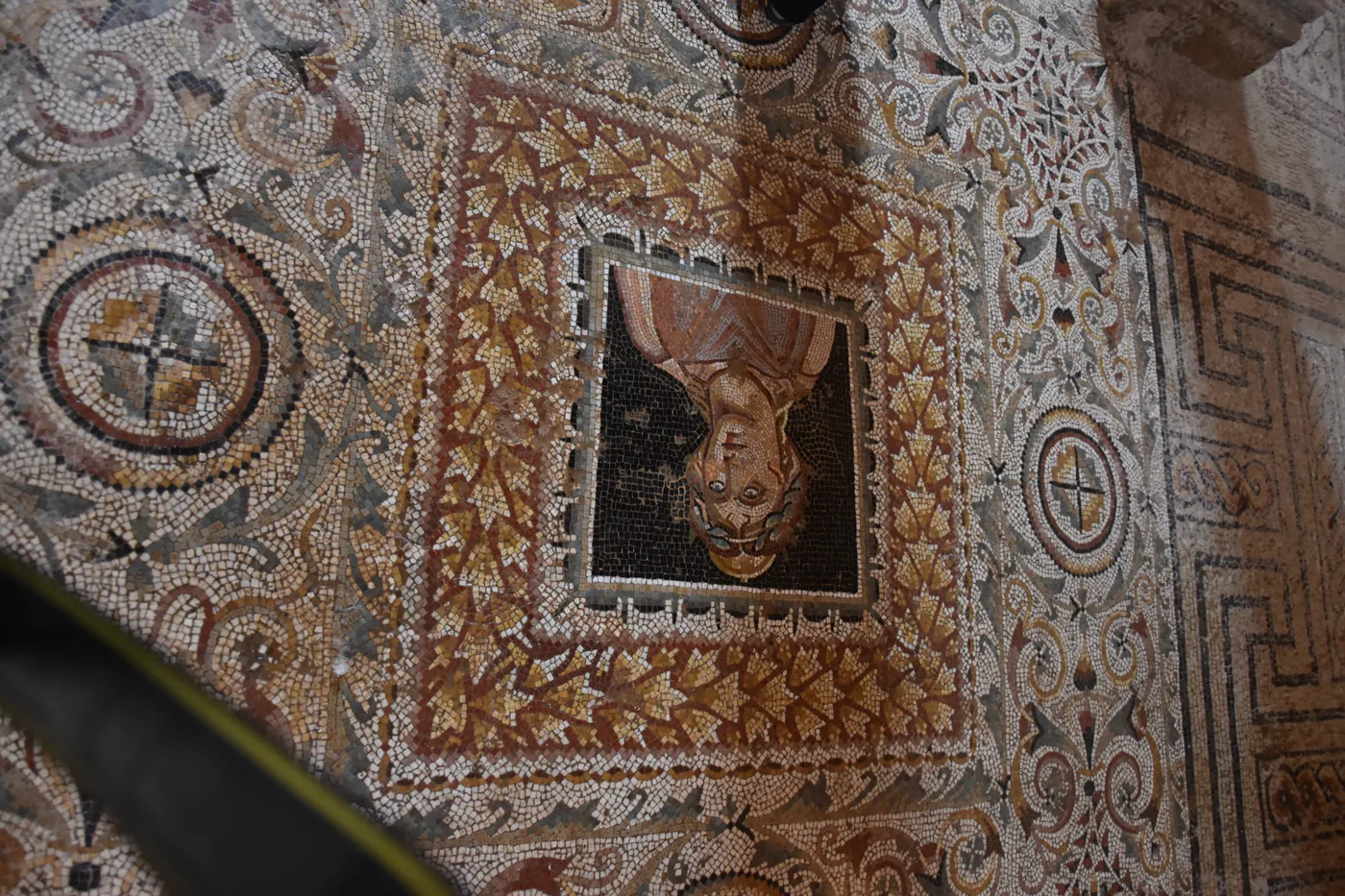 Underground mosaic-floored rooms at the House of Amphitrite, Bulla Regia